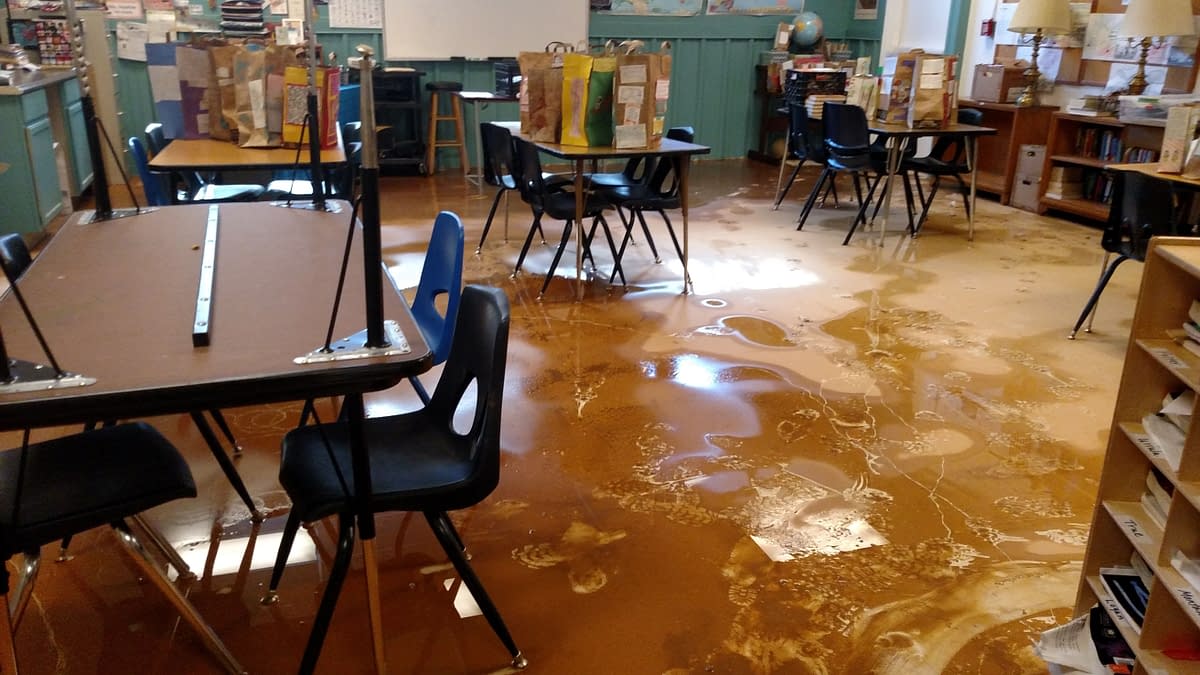 Flooded classroom